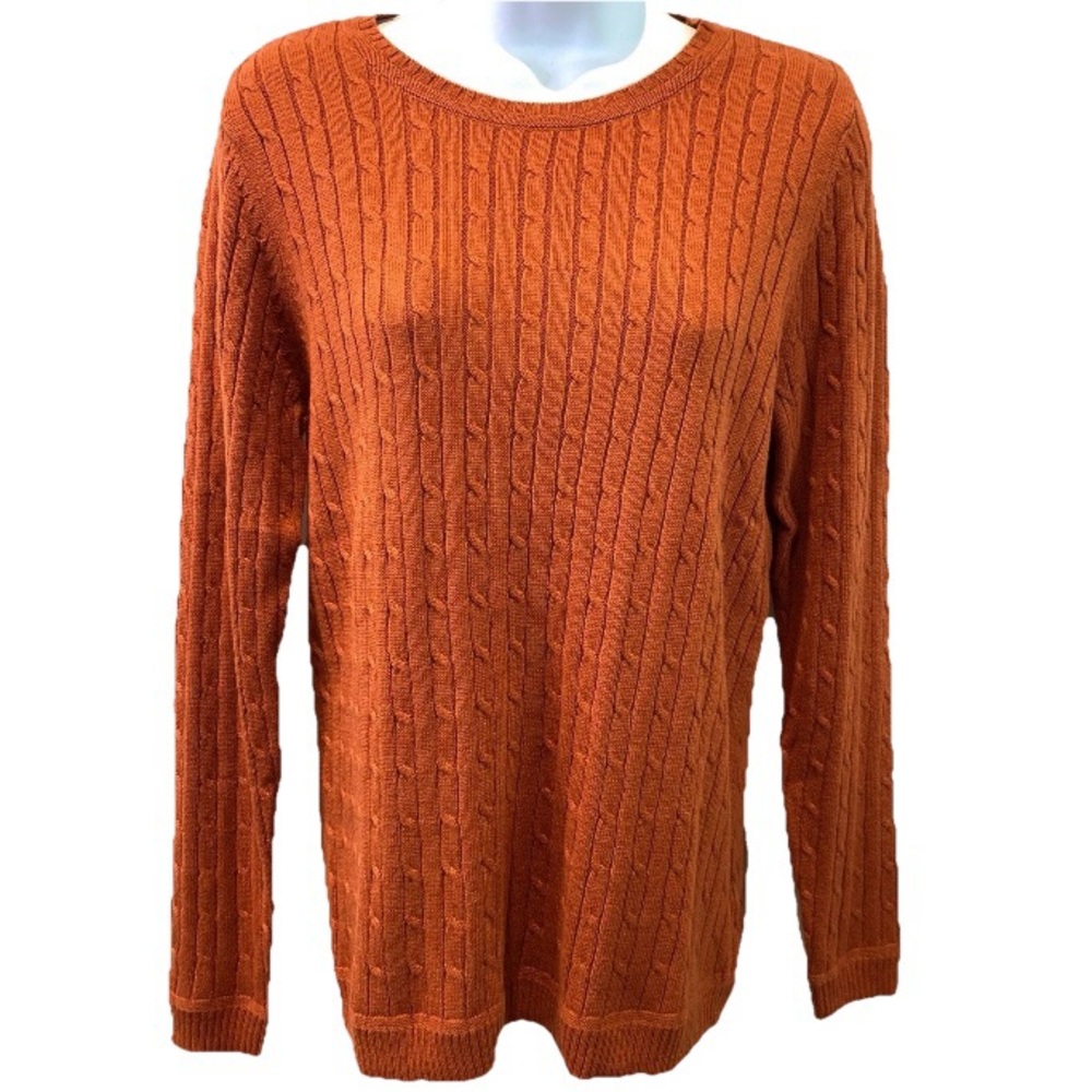 Arpeggio Knitwear Womens Sweater Pumpkin Pull Over Cable Knit Cotton Blend Sz S